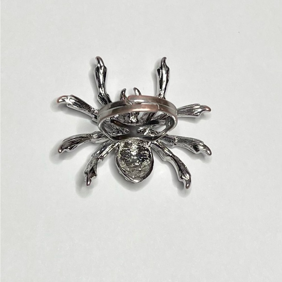 Vintage Tarantula Spider Ring Silver With Clear Rhinestones Adjustable - Picture 4 of 4